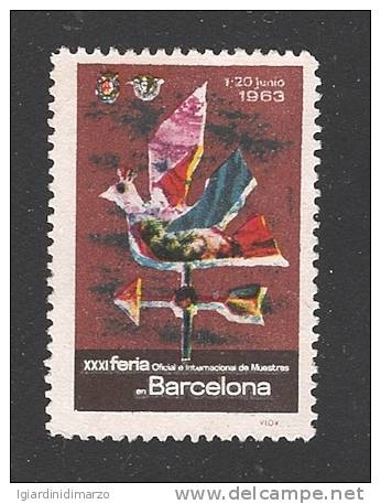 ERINNOFILIA - SPAGNA 1963 - VIGNETTA USATA DEDICATA ALLA XXXI FIERA UFFICIALE E INTERNAZIONALE DI BARCELLONA -BUONE COND - Vignetten (Erinnophilie)