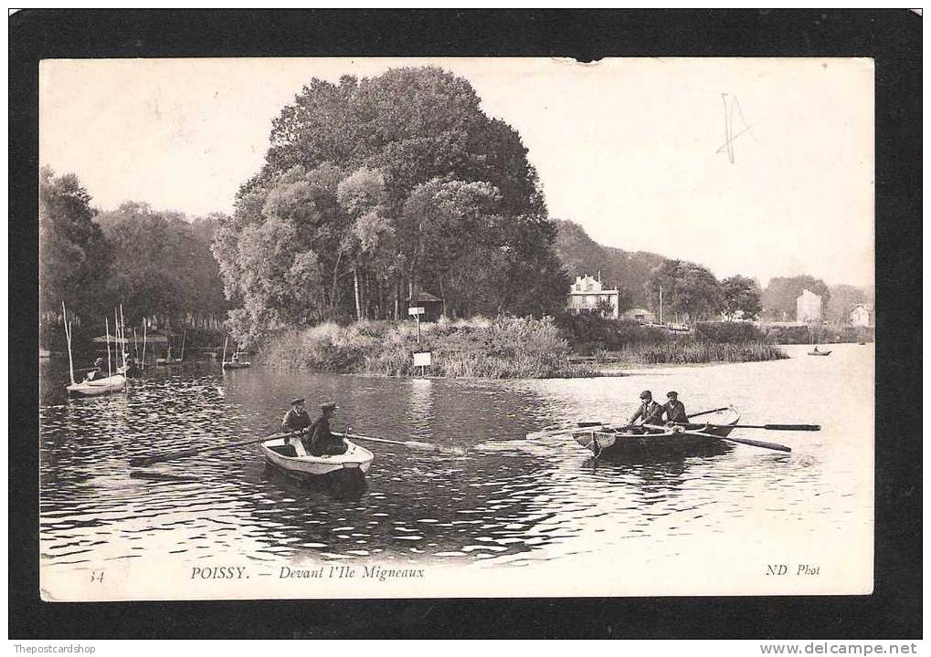 CPA No.34 ?  POISSY DEVANT L'ILE MIGNEAUX ROWING BOATING LAKE YVELINES FRANCE - Poissy