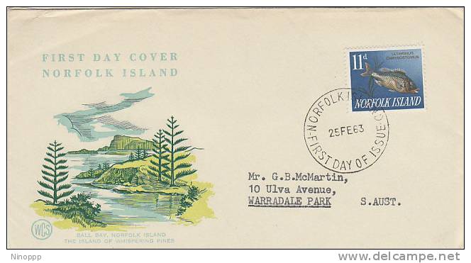 Norfolk Island-1963 Fish 11d  Trumpeter WCS  FDC - Fishes