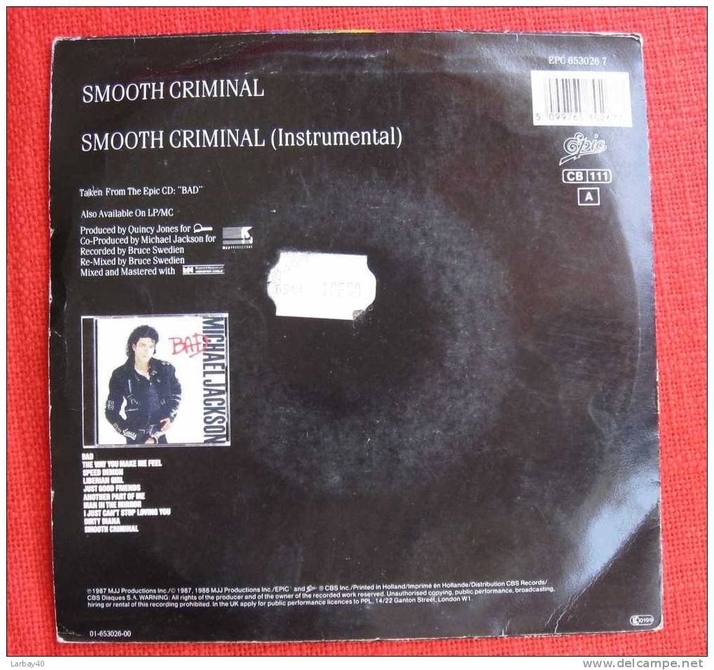 45T MICHAEL JACKSON " SMOOTH CRIMINAL " - 45 Rpm - Maxi-Singles