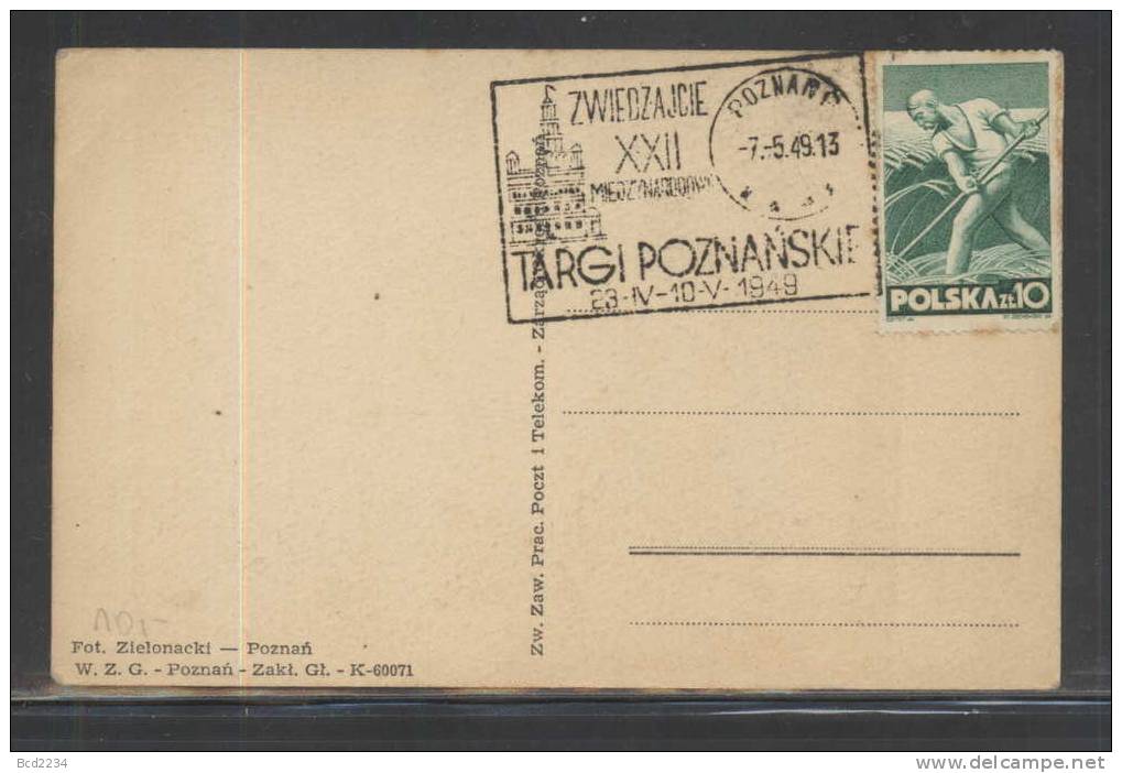 POLAND 1949 POZNAN TRADE FAIR SPECIAL CANCELLATION ON POSTCARD MYSLICKI NO 49 026 POZNAN 2 4 STAR VERSION Polen Pologne - Cartas & Documentos