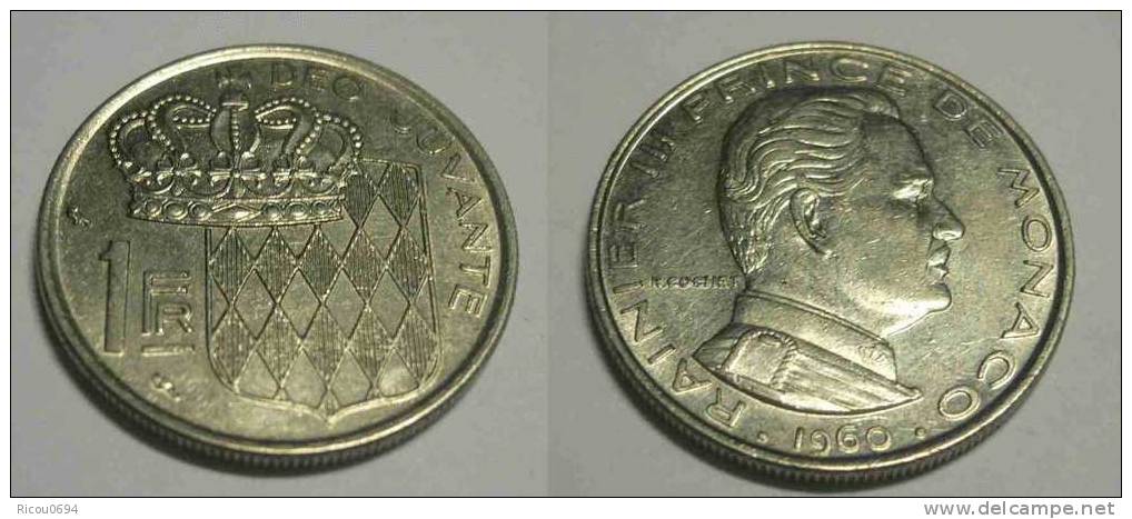 1 Fr 1960 Monaco Rainier3 TRES BELLE PIECE - 1960-2001 New Francs