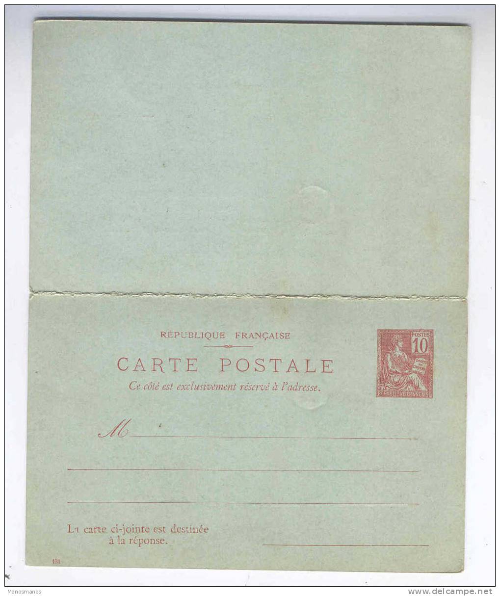 574/15 - Entier Carte Postale Double Mouchon 10 C  + 10 C  -  REPONSE Oblitérée PARIS 1901 Vers Bruxelles - Cartes Postales Types Et TSC (avant 1995)