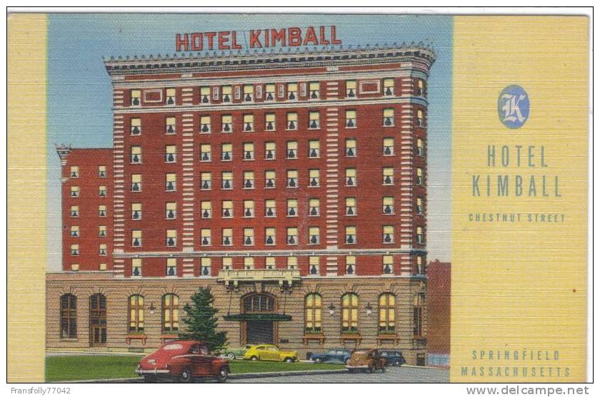 U.S.A. - MASSACHUSETTS - MA. - SPRINGFIELD - HOTEL KIMBALL - CHESTNUT ST. - VINTAGE CARS - 194O´s - Springfield