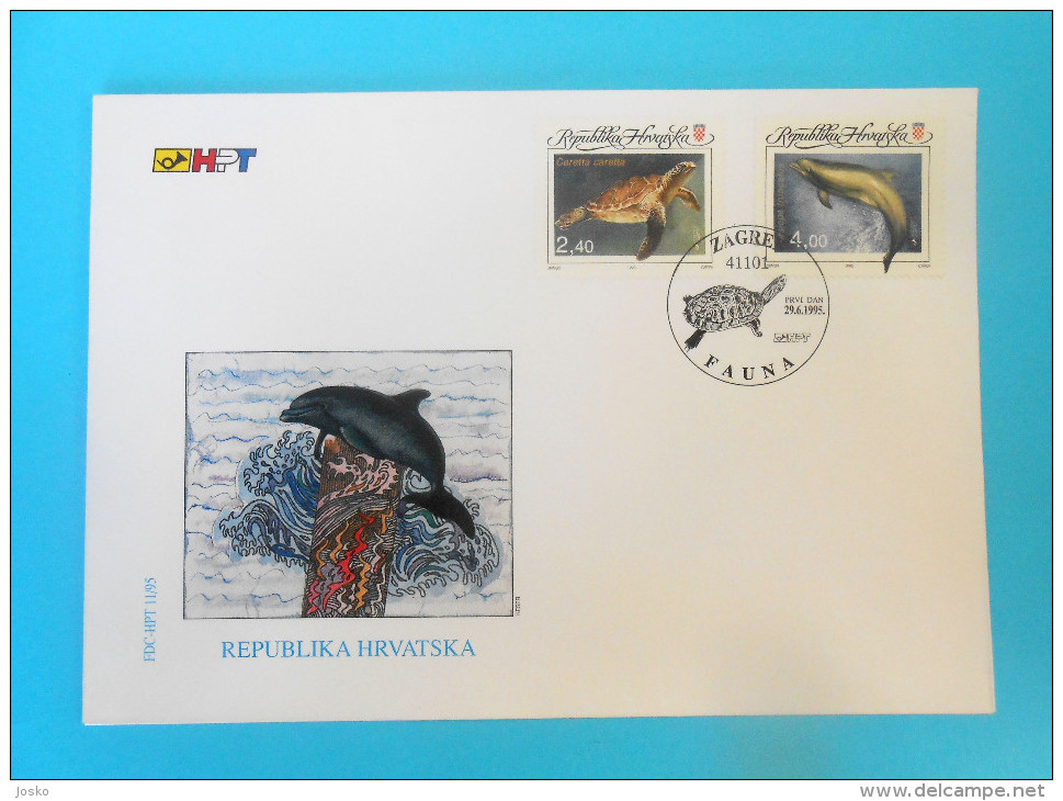 DOLPHIN & TURTLE ( Croatia FDC ) Dauphin Delfin Delphin Delfino Golfinho Dolfijn Tortoise De Mer Schildkröte - Turtles