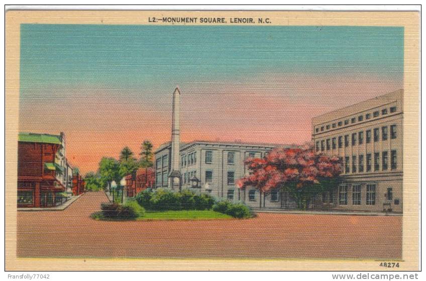 U.S.A. - NORTH CAROLINA - LENOIR - MONUMENT SQUARE - SHOPS SURROUND - Other & Unclassified