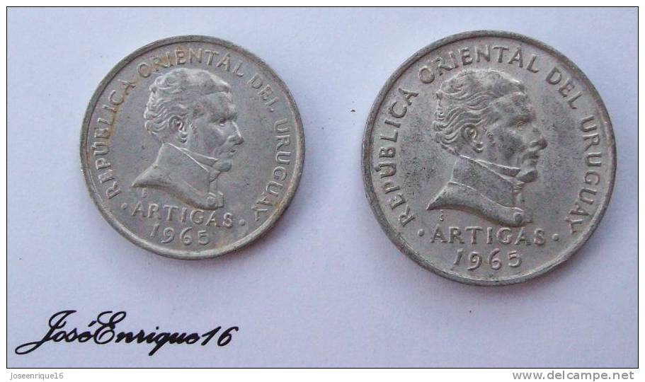 2 COINS - MONNAIE - CURRENCY, URUGUAY 1965, 20 Y 50 CENTESIMOS. ALUMINIO, ALUMINUM - Uruguay