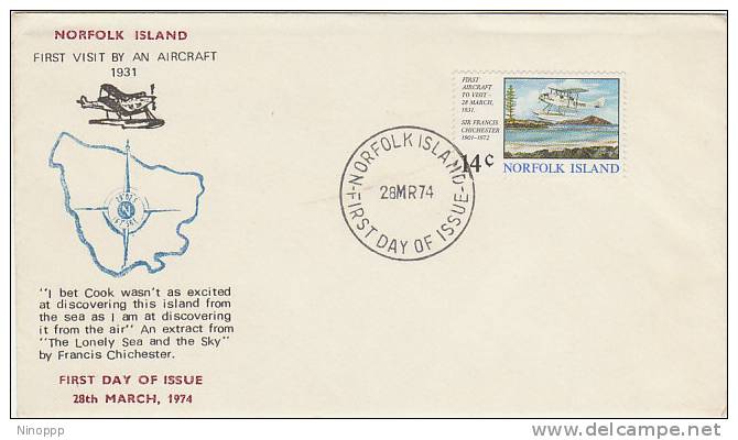 Norfolk Island-1974 Chichester FDC - Norfolk Island