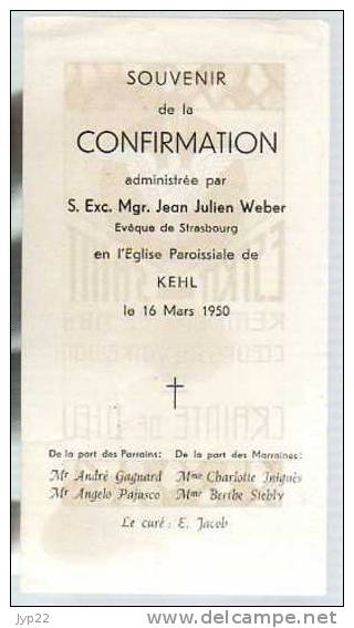 Image Pieuse Bouasse Lebel L.B.7214 Souvenir Confirmation Eglise De Kehl P/M Gagnard Pajusco Iniguès Stehly 1950 - Devotion Images