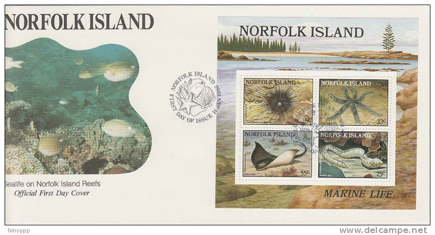 Norfolk Island-1986 Marine  Souvenir Sheet FDC - Norfolk Island