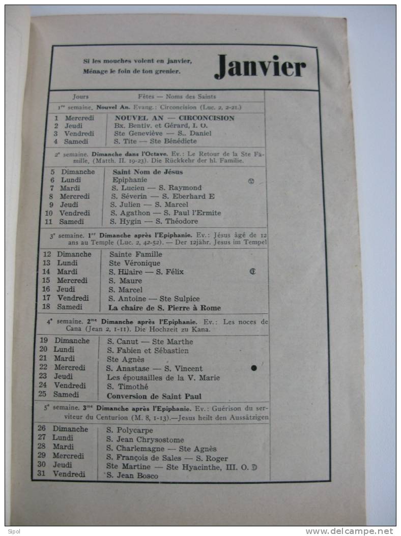 Messager De S.François - Sankt Franziskus Kalender  1947 Bilingue 112 Pages - Kalender