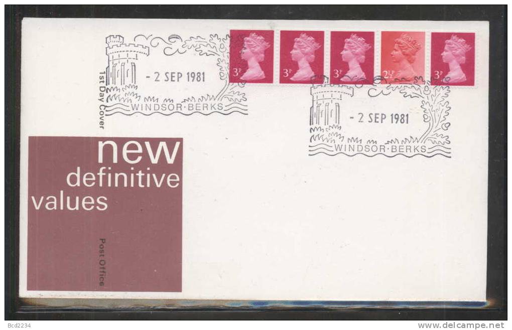 GREAT BRITAIN GB FDC 1981 SCARCE (2 SEPTEMBER) MACHIN DEFINITIVES READERS DIGEST COIL WINDSOR OFFICIAL UNADDRESSED - 1981-1990 Em. Décimales