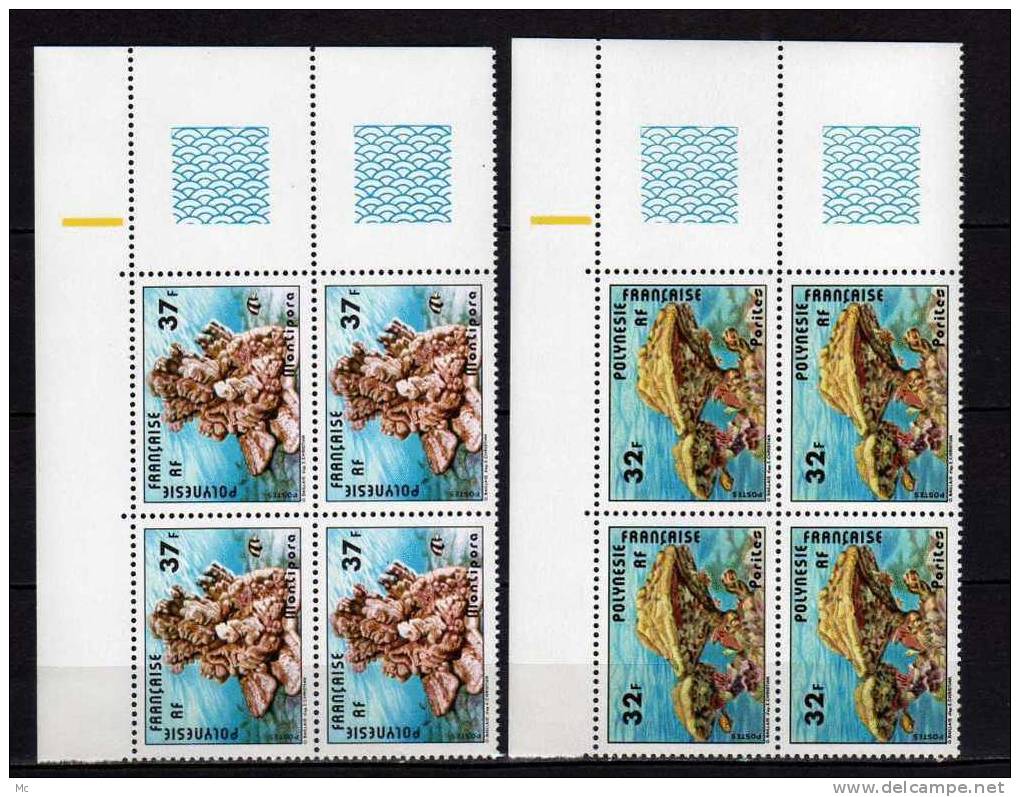 Polynésie  Serie N° 130 / 131 En Blocs De 4  Luxe ** - Unused Stamps