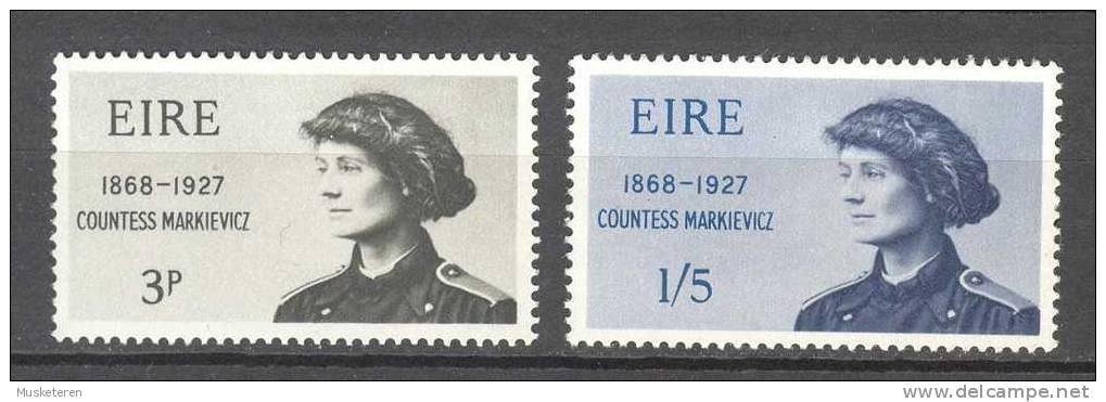 Ireland 1968 Mi. 206-07 Geburtstag Von Birthday Of Constance Markiewicz Freedom Fighter Complete Set MH* - Nuovi