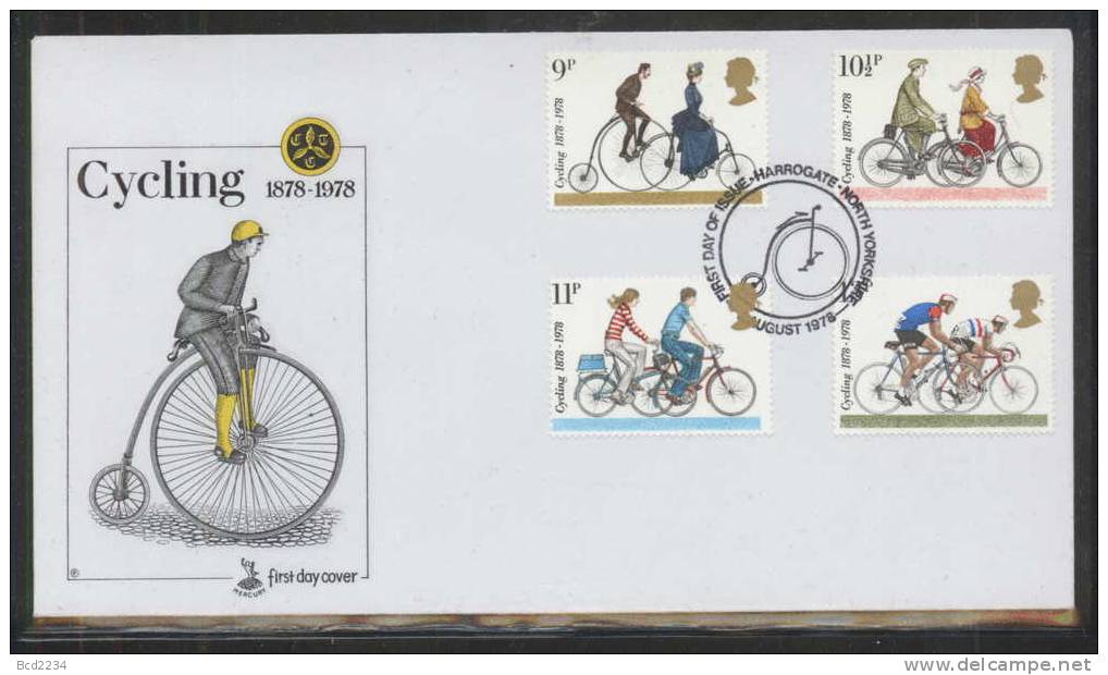 GREAT BRITAIN GB FDC 1978 (2 AUGUST) CYCLING HARROGATE OFFICIAL UNADDRESSED PENNY FARTHING BICYCLE - Cycling