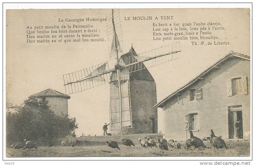 La Gascogne Historique Le Moulin A Vent P. De Libertat  Edit Frezignac Auch Defaut - Autres & Non Classés