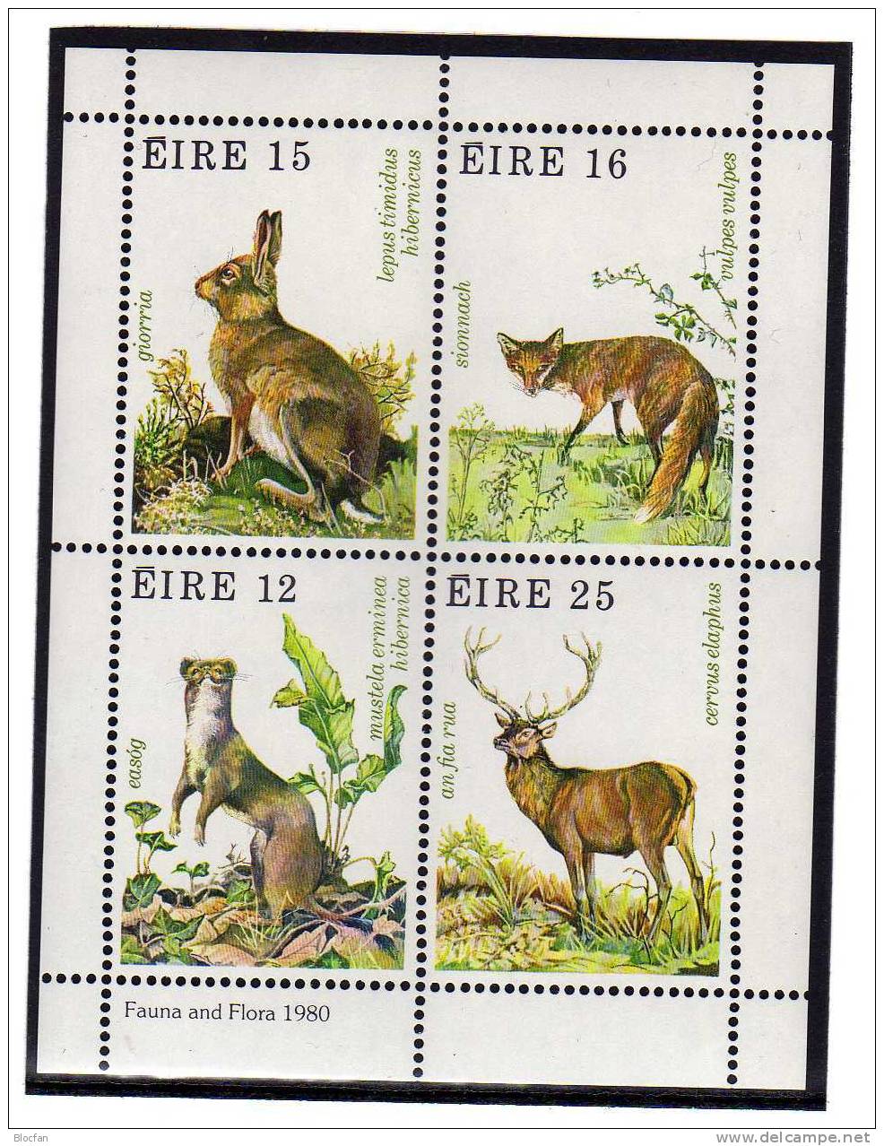 WWF 1980 Jagdbare Wildtiere Der Insel Irland 421/4+Block 3 ** 8€ Hermelin Hase Fuchs Hirsch M/s Bloc Fauna Sheet Bf Eire - Collections, Lots & Series