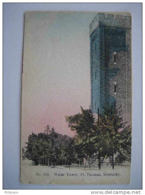 Ft. Thomas Ky    Water Tower    Hand Colored     1907 Cancel - Andere & Zonder Classificatie