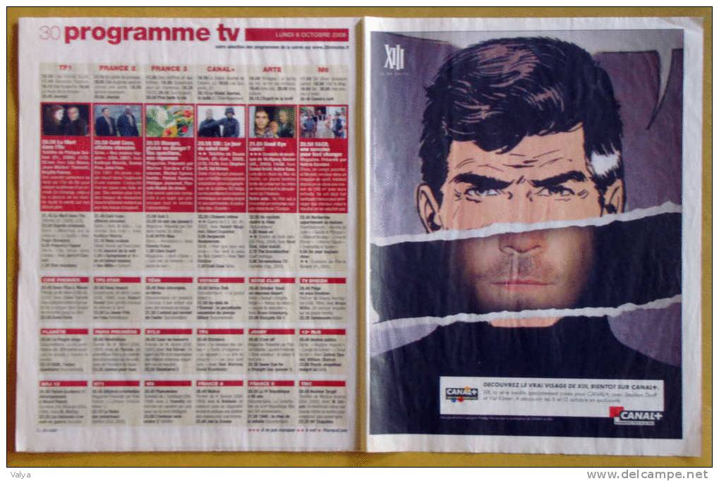 Publicité Pour La Diffusion Sur CANAL PLUS + De La Série XIII Dans Le Journal 20 MINUTES - Cinema Advertisement