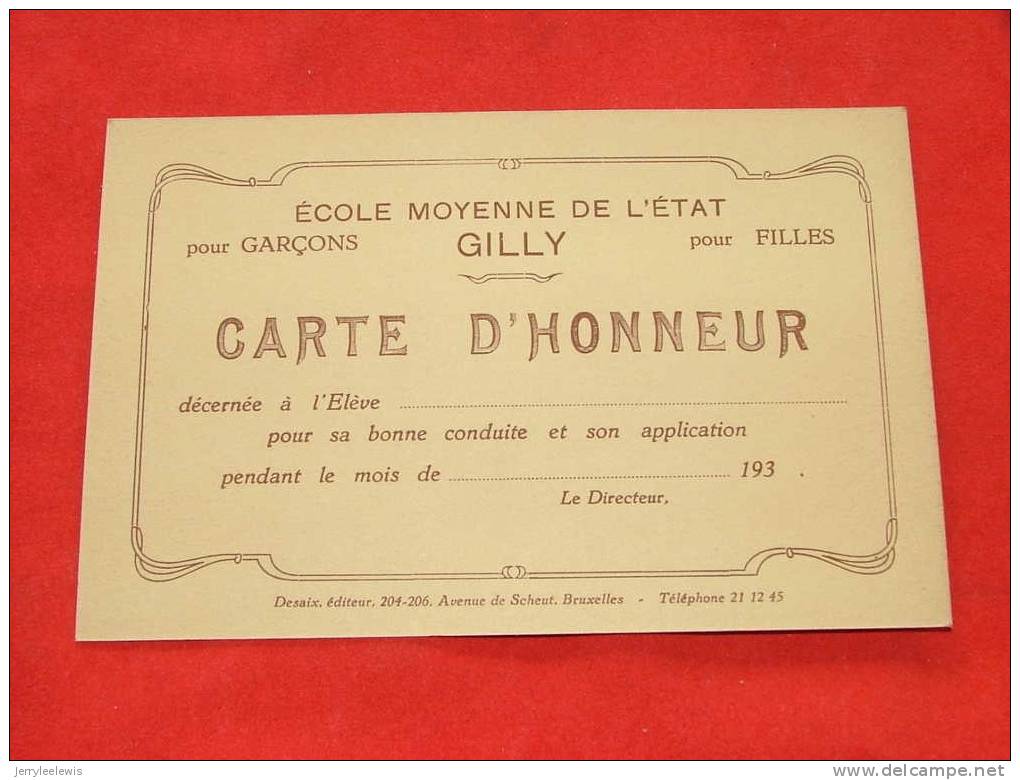 Ronse - Renaix - Grand´place - Carte D´honneur - Eerekaart  -  ( GILLY : Ecole Moyenne ) - ( 2 Scans ) - Ronse