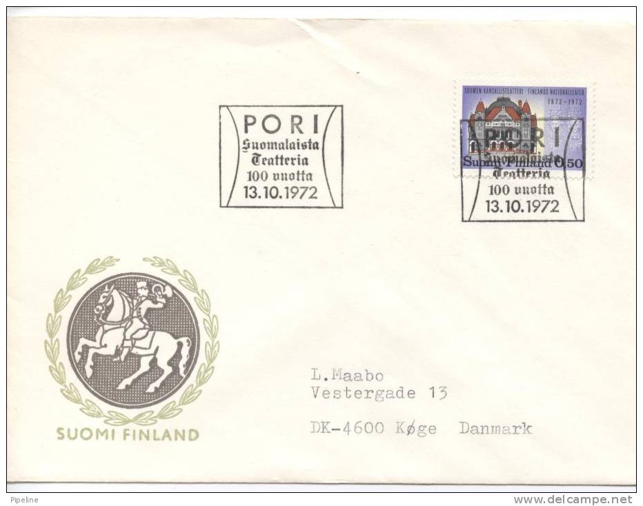Finland FDC 13-10-1972 The National Theatre 100h. Anniversary With Cachet Sent O Denmark - FDC