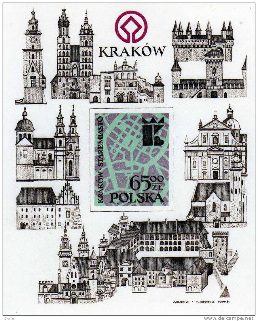 Historische Altstadt 1982 Krakau Polen 2843 Aus Block 90 ** 2€ Restaurierung Krakow M/s Architektur Bloc Sheet Bf Polska - Blokken & Velletjes