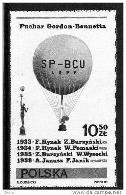 Ballonfahrt 1981 Gordon Bennett Pokal Polen 2735 Plus Block 85 ** 2€ Ballon SP-BCU Loop Bloc Air Sheet From Polska - Blocs & Hojas
