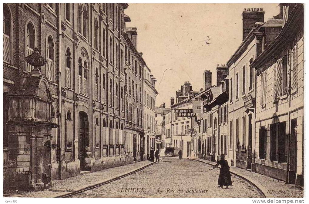 14 LISIEUX La Rue Du Bouteiller Cpa Animée - Lisieux