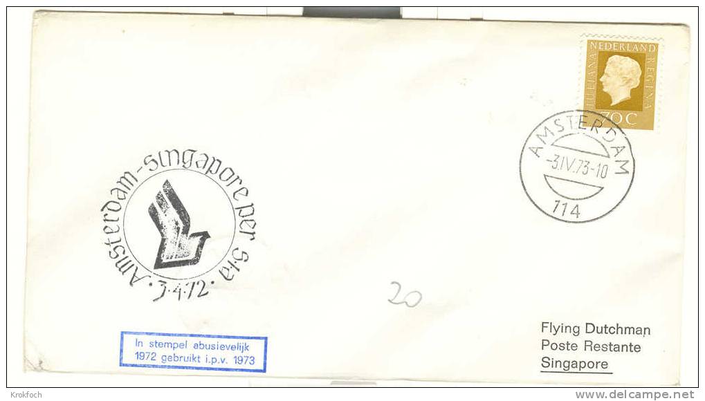 Erstflug Singapore Amsterdam 1973 - Lettre Brief - 1er Vol Singapour - Primo Volo Espana - Poststempels/ Marcofilie