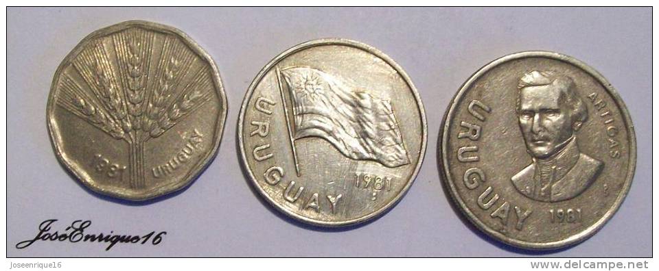 3 COINS - MONNAIE - CURRENCY, URUGUAY 1981  N$ 2, N$ 5 Y NUEVOS PESOS 10 - Uruguay