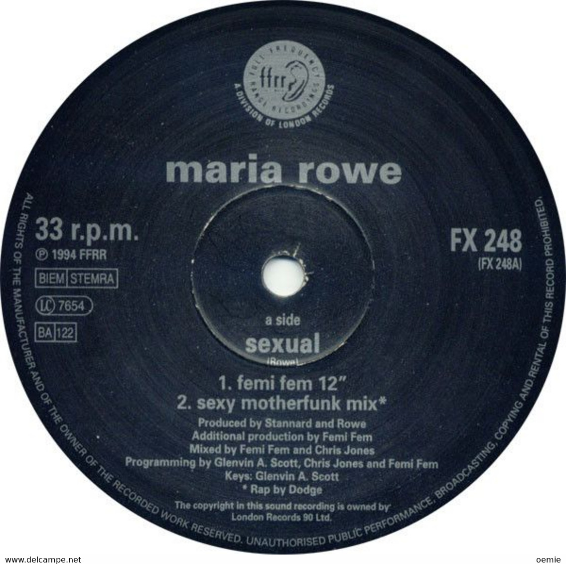 MARIA  ROWE  °°  SEXUAL  °°  MAXIS 33 TOURS - 45 T - Maxi-Single