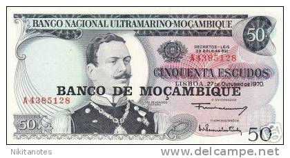 MOZAMBIQUE - 50 ESCUDOS 1970 UNC PK 116 Banknote - Mozambique