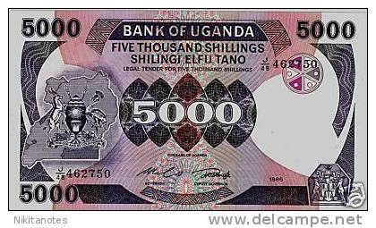 UGANDA 1986 5000 Shillings P24b UNC Banknote - Uganda