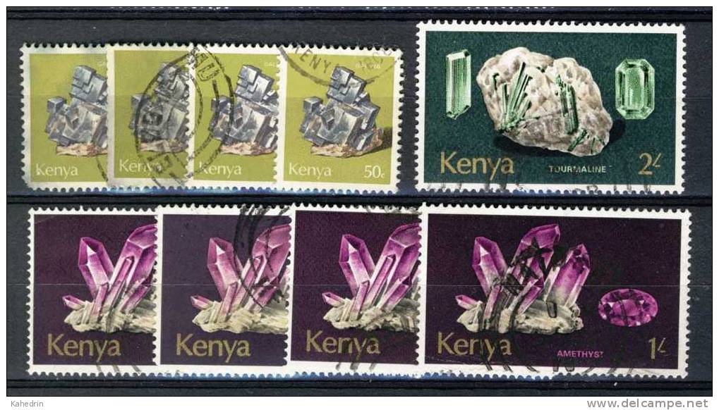 Kenia / Kenya 1977, Small Collection, All Used, Minerals, Mineralen, Minéraux - Kenia (1963-...)