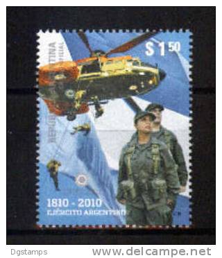 Argentina 2010 ** Ejercito Nacional: Helicóptero, Uniformados, Maniobras En El Aire. - Unused Stamps