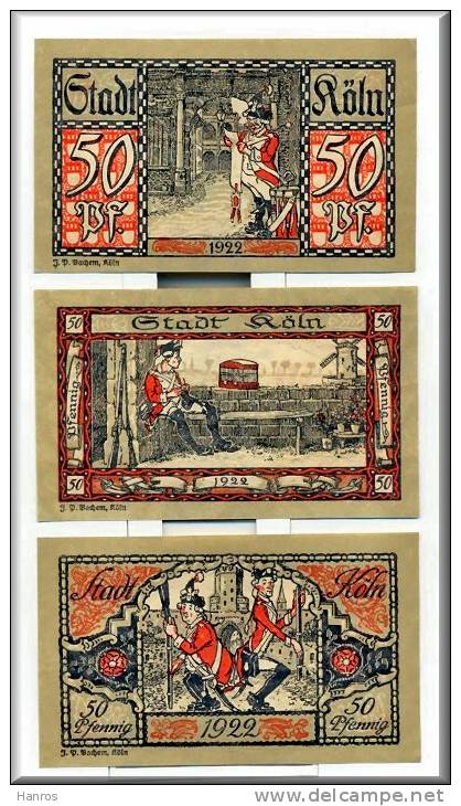 3x Gutscheine Der Stadt Köln 1922 - Administration De La Dette