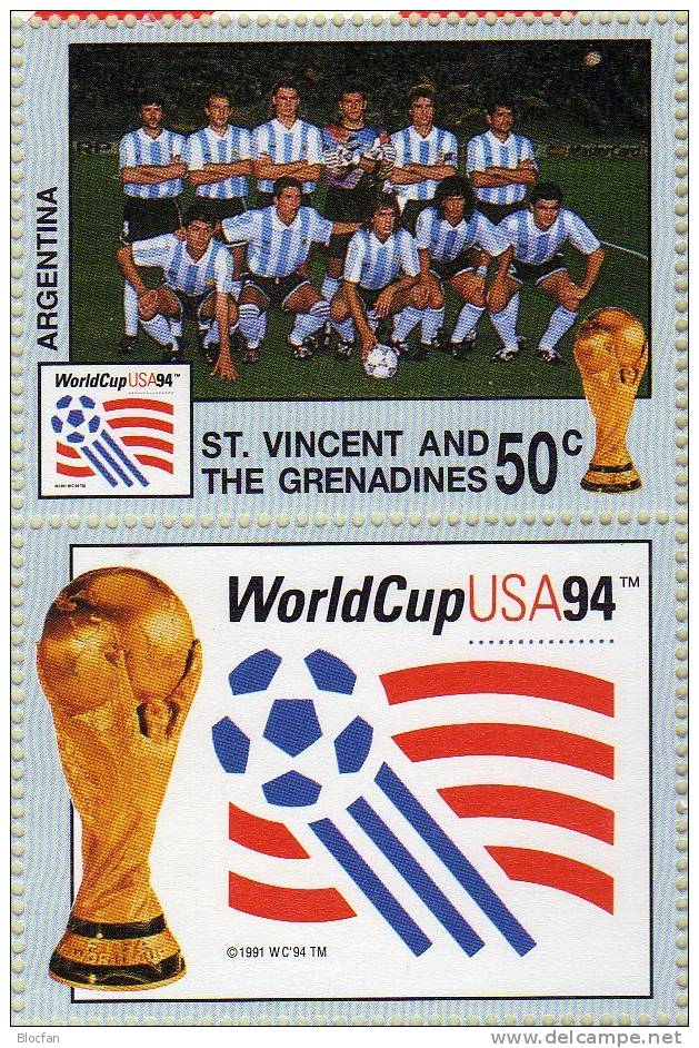 Nationaldress Team Argentinien Fussball WM 1994 Vincent 2821 Kleinbogen ** 8€ Kicker World Cup USA M/s Flag Soccer Sheet - Storia Postale