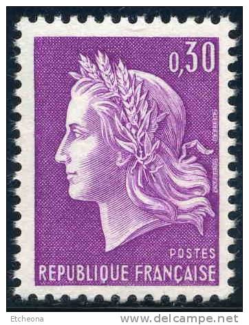 = Type Marianne De Cheffer  Taille Douce  30c Lilas N°1536 - 1967-1970 Marianne Van Cheffer