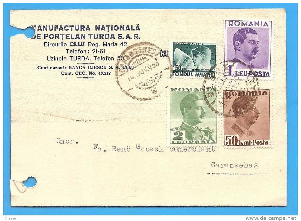 ROMANIA  Postcard 1938. Commercial Advertising. National Manufacturing Porcelain - Porcelaine