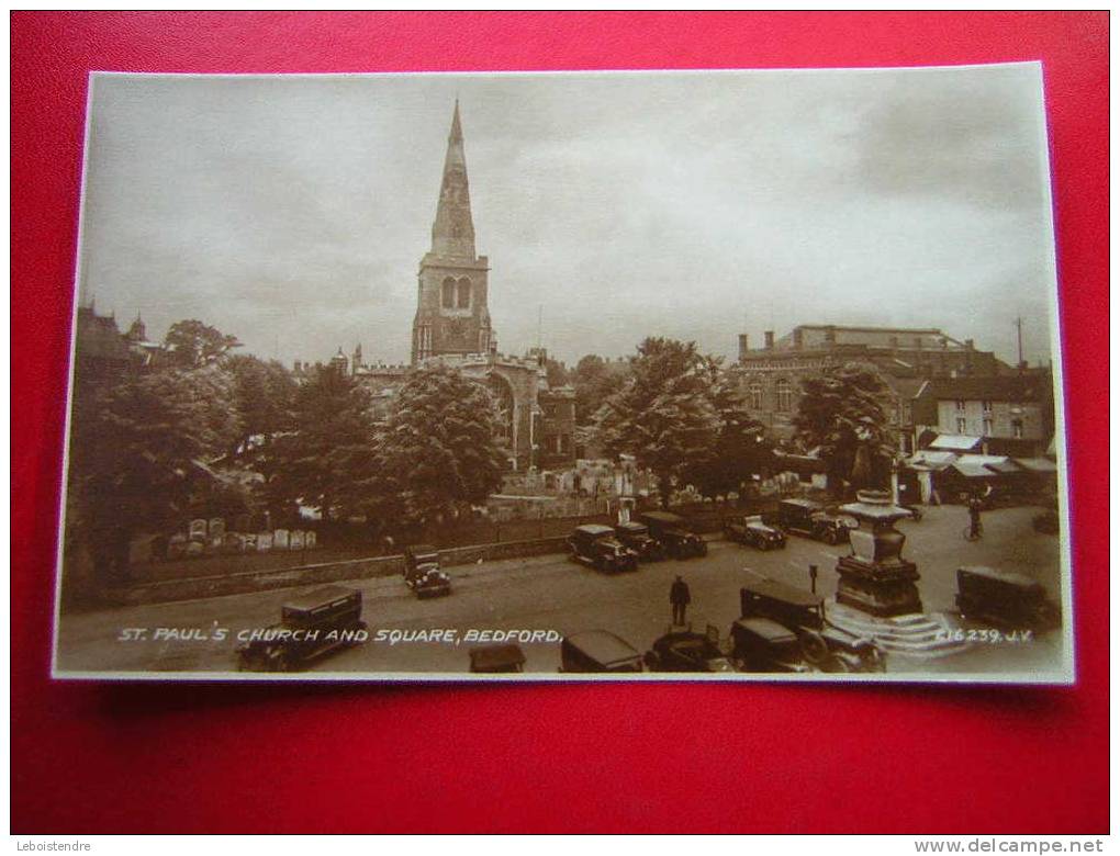 CPA PHOTO-ANGLETERRE-ST-PAUL'S CHURCH AND SQUARE,BEDFORD-ANIMEE ET VOITURUES -NON VOYAGEE-CARTE EN BON ETAT. - Bedford