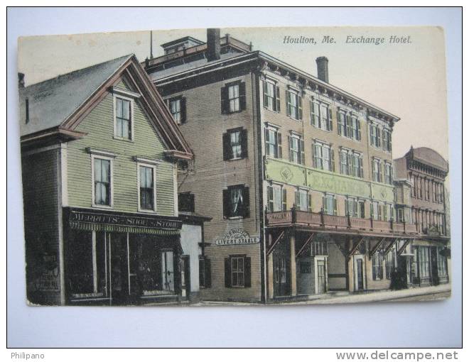 Houlton Me   Exchange Hotel ,Livery Stable ,Merrits Shoe Store   1909cancel - Other & Unclassified