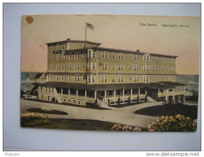 Ogunquit Me   The Ontio    Hand Colored   1940 Cancel Stain Upper Left Cornor - Sonstige & Ohne Zuordnung