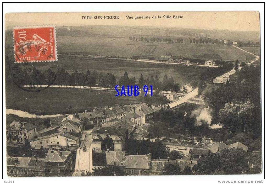 Dun-sur-Meuse -  Vue Générale De La Ville Basse ---Simon--Circulé  26/07/ 1914 - Réf:6078 - Dun Sur Meuse