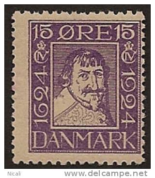 DENMARK 1924 15o King Christian IV SG 219A HM JU124 - Unused Stamps