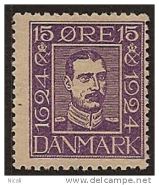 DENMARK 1924 15o King Christian X SG 219B HM JU121 - Neufs