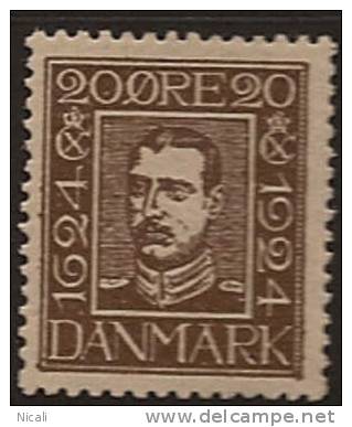 DENMARK 1924 20o King Christian X SG 223A HM JU123 - Unused Stamps