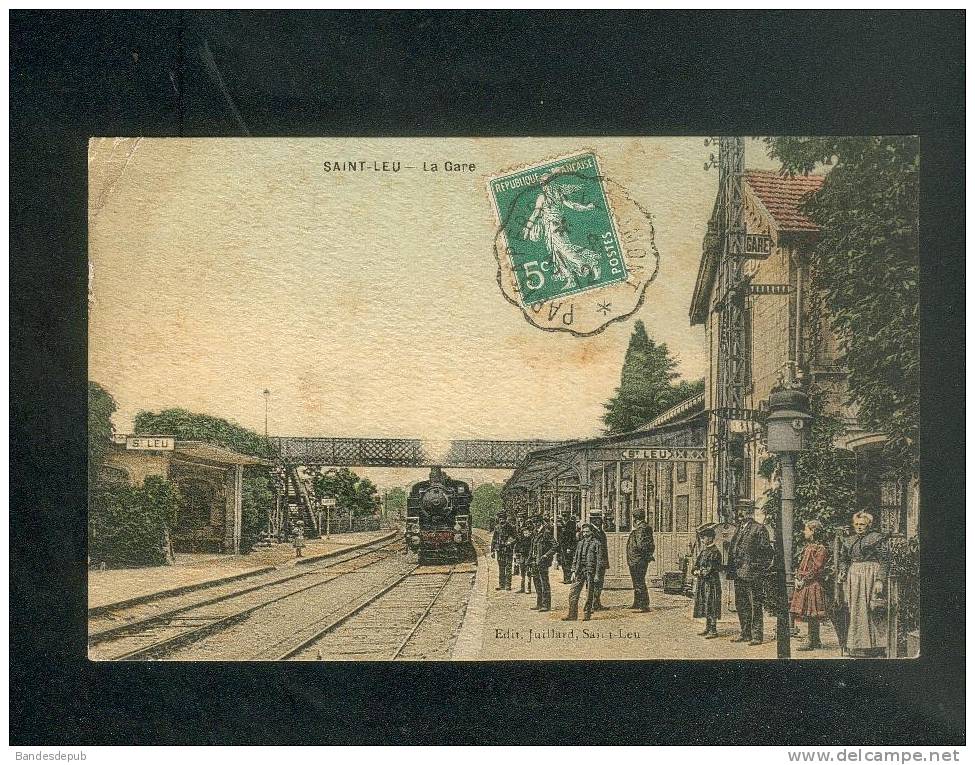 Saint Leu ( La Forêt Taverny 95) - La Gare ( Vue Intérieure Animée Train Toilée Tramée Ed. Juillard Cachet Ferroviaire ) - Saint Leu La Foret