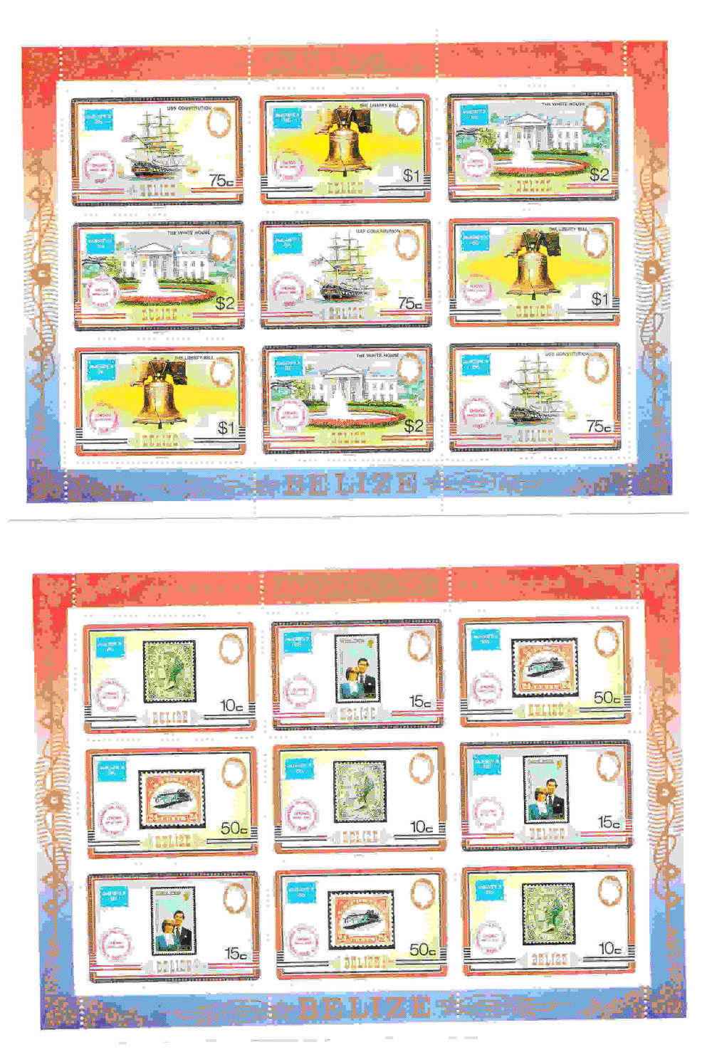 Belize 1986 Ameripex Stamp Exhibition Chicago Sheet MNH - Belice (1973-...)