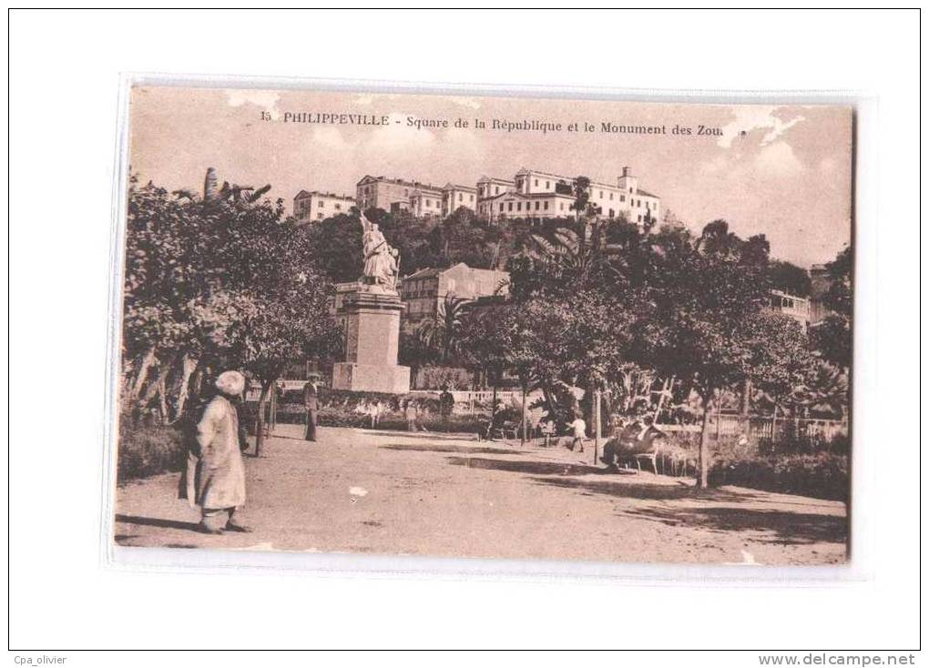 ALGERIE Philippeville Square De La République, Monument Des Zouaves, Ed Ideale PS 15, 1934 - Skikda (Philippeville)