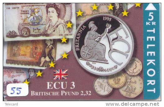 Denmark ECU ENGLAND GREAT BRITAIN ANGLETERRE POUND (55) PIECES ET MONNAIES MONNAIE COINS MONEY PRIVE 1.500 EX - Francobolli & Monete